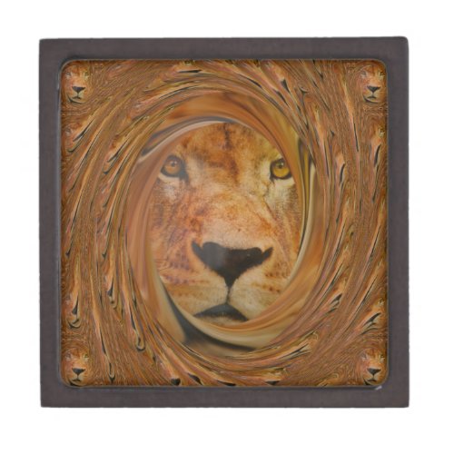 Regal Lions Face Whirl Artwork pattern art design Keepsake Box