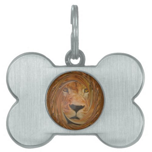 Regal Lions Face Whirl Artwork pattern art design Pet Tag