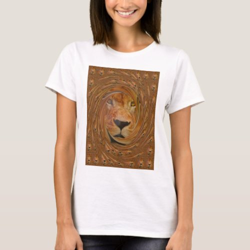 Regal Lions Face Whirl Artwork pattern art design T_Shirt