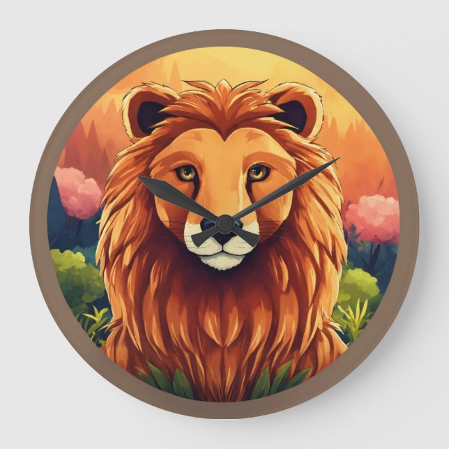  "Regal Majesty: The Proud Stare of the Lion King" Large Clock (Front)