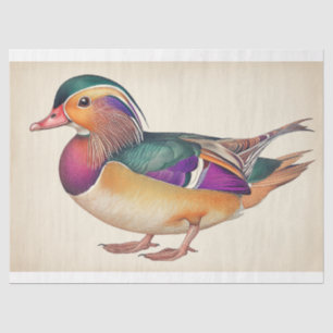 Regal Mandarin Duck Colorful Decoupage Bird Print Tissue Paper