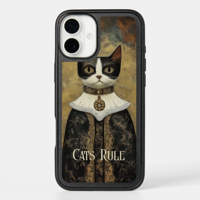 Regal Medieval Tuxedo Cat Rules Otterbox iPhone Case (Back)