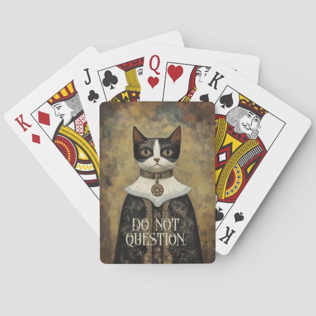Regal Medieval Tuxedo Cat Rules Poker Cards (Back)