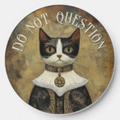 Regal Medieval Tuxedo Cat Rules Wireless Charger (Front)