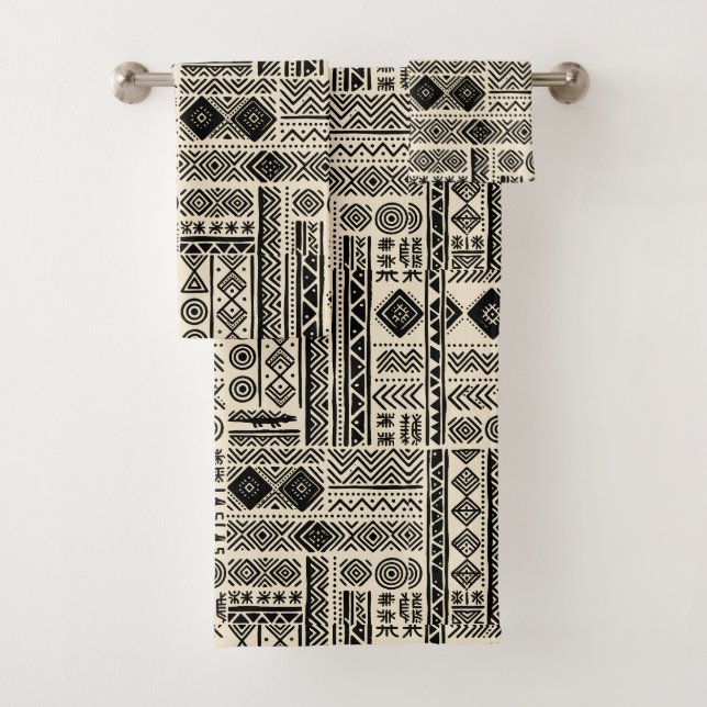 Regal Modern Mudcloth Design Bath Towel Set (Insitu)
