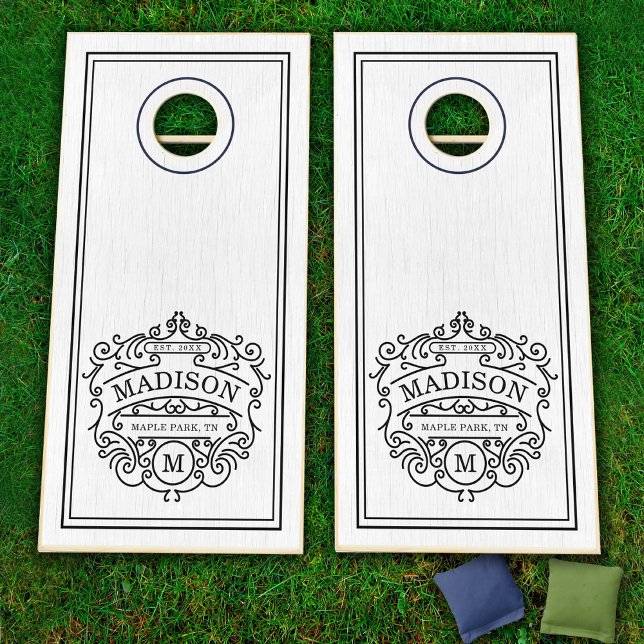 Regal Monogram Family Crest Cornhole Set (Custom Regal Monogram Family Crest Cornhole Set)