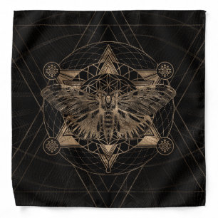 Regal moth in Sacred Geometry - Black and Gold Bandana