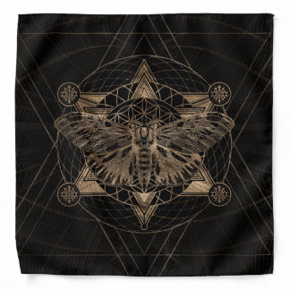 Regal moth in Sacred Geometry - Black and Gold Bandana