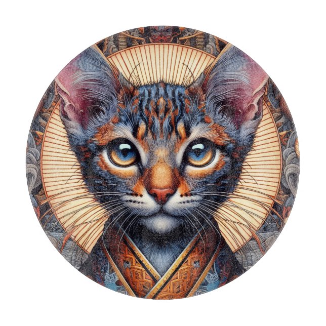 Regal Mythic ornate fantasy feline  Cutting Board (Front)