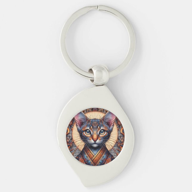 Regal Mythic ornate fantasy feline Planner Keychain (Front)