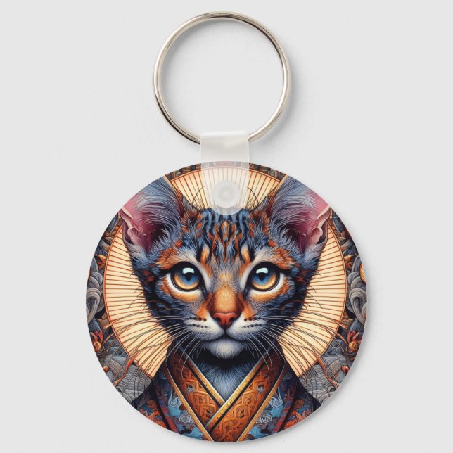 Regal Mythic ornate fantasy feline Planner Keychain (Front)