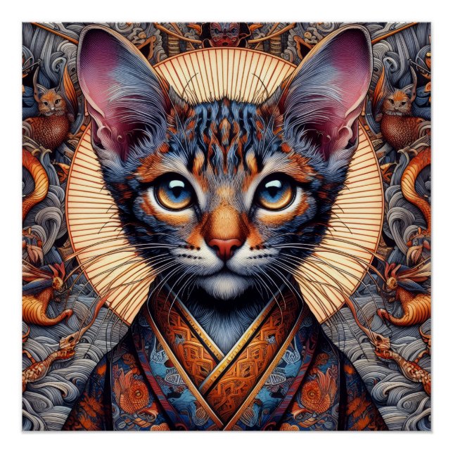 Regal Mythic ornate fantasy feline Planner Poster (Front)