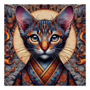 Regal Mythic ornate fantasy feline  Poster