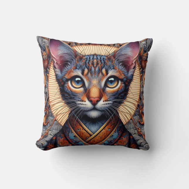 Regal Mythic ornate fantasy feline  Throw Pillow (Front)