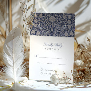 Regal Navy and Cream RSVP Wedding Invitation