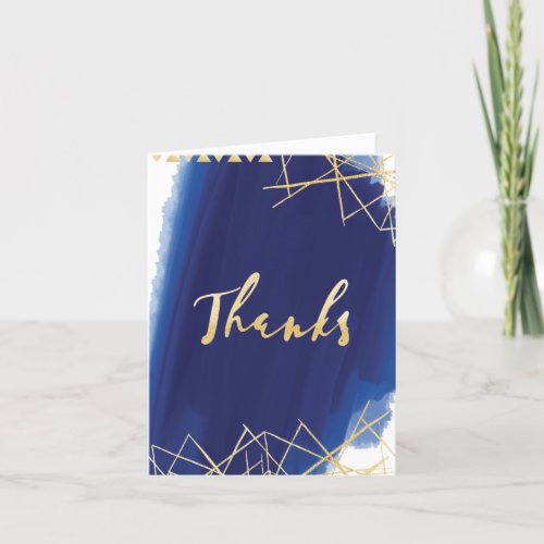 Regal Navy Gold Watercolor Baby Shower Thank You