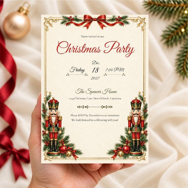 Regal Nutcracker Christmas Party Invitation (Creator Uploaded)
