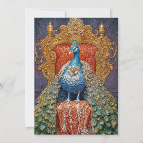 Regal peacock on ornate throne