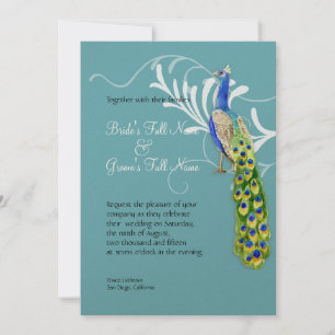 Regal Peacock & Swirls Wedding Invitation