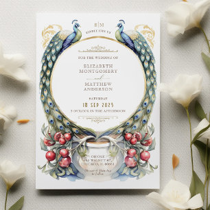 Regal Peacock Themed Wedding Invitation