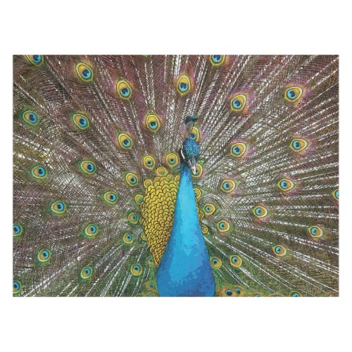 Regal Peacock with Teal Blue and Gold Plumage Tablecloth