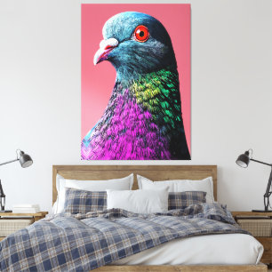 Regal Pigeon Majesty Vivid Realistic Bird Portrait Canvas Print