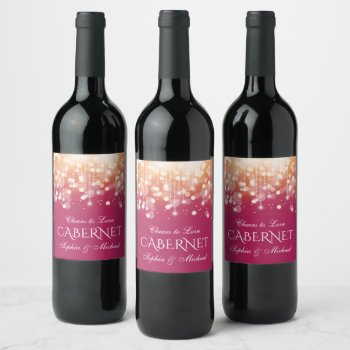 Regal Pink And Gold Bokeh Lights Wine Label by Charmalot at Zazzle