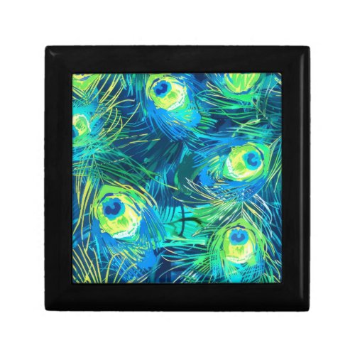 Regal Plumage Blue and Green Peacock Feathers Gift Box