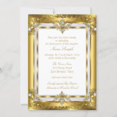 Regal Princess Quinceanera 15th Gold White Pearl Invitation (Back)