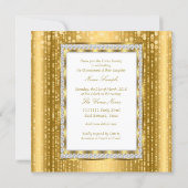 Regal Princess Quinceanera Gold White Diamond Invitation (Back)