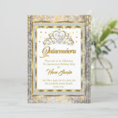 Regal Princess Quinceanera Gold White Silver Invitation (Standing Front)