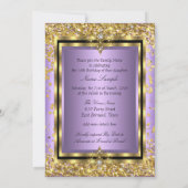 Regal Princess Sweet 16 Gold Lavender Purple Party Invitation (Back)