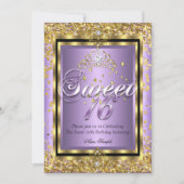Regal Princess Sweet 16 Gold Lavender Purple Party Invitation (Front)