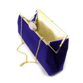Regal Purple And Gold Flake Evening Clutch (Inside)