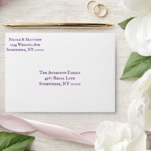 Regal Purple Floral Crest Wedding Envelope