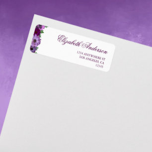 Regal Purple Floral Wedding Label