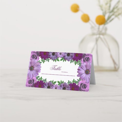 Regal Purple Floral Wedding Place Card