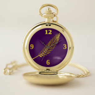 Regal Purple Golden Frond Pocket Watch
