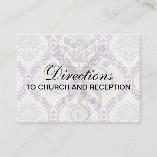 regal purple gray and cream damask design business card
