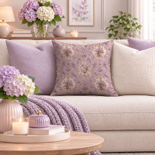 Regal Purple Rose Garden Decorative Throw Pillow