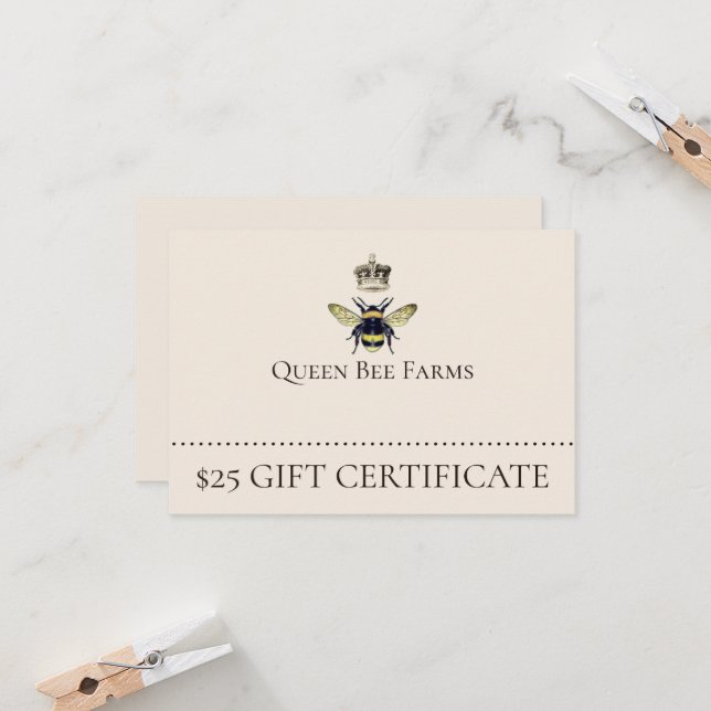 Regal Queen Bee Apiary Farm Card (Front/Back In Situ)