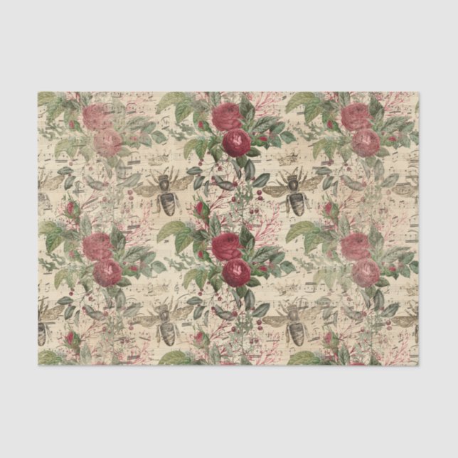 Regal Queen Bee & Red Roses on Music Sheet  (Front)