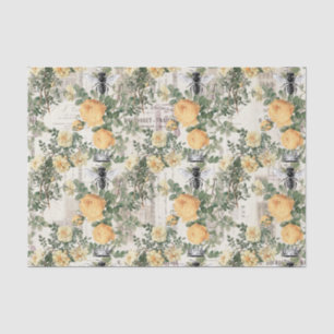 Regal Queen Bee W/Yellow Roses On Fench Paper