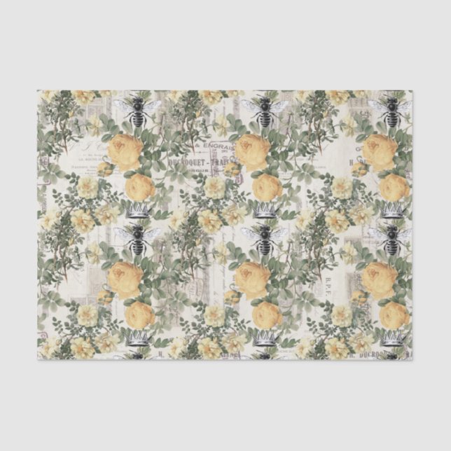 Regal Queen Bee W/Yellow Roses On Fench Paper  (Front)