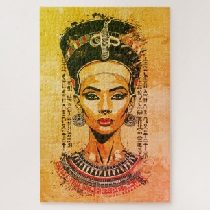 Regal Queen of Egypt – Modern Neo-Pharaoh Art Jigsaw Puzzle
