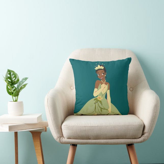 Regal Radiance Princess Tiana Throw Pillow (Chair)