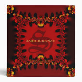 Regal Red Black Gold Lace Wedding Album 3 Ring Binder (Front)