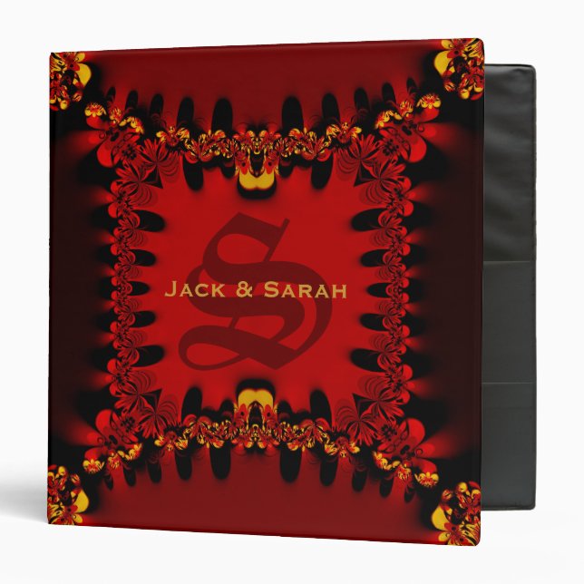 Regal Red Black Gold Lace Wedding Album 3 Ring Binder (Front/Inside)