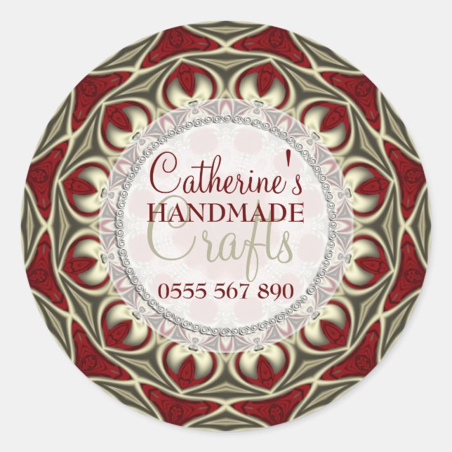 Regal Red Gold Handmade Crafts Product Sticker (Front)