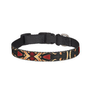 Regal Red Lotus & Golden Filigree Pattern Pet Collar
